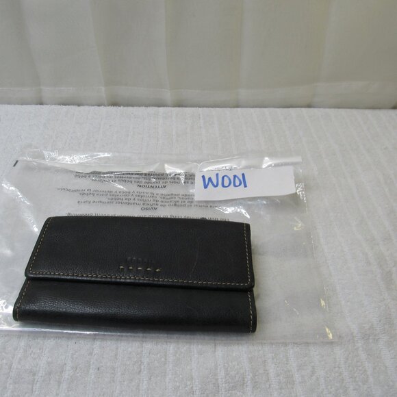 Fossil Leather Wallet Women Black Credit Card ID Slots Checkbook Holder Vintage - Picture 12 of 12